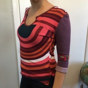 Custo Barcelona Geometric 3/4 sleeve top